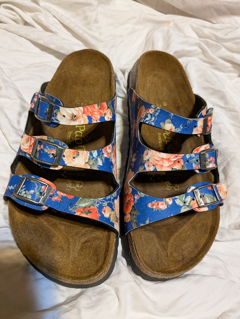 Papillio By Birkenstock Floral Triple-Strap Sandals Blue rose floral 38  7.5